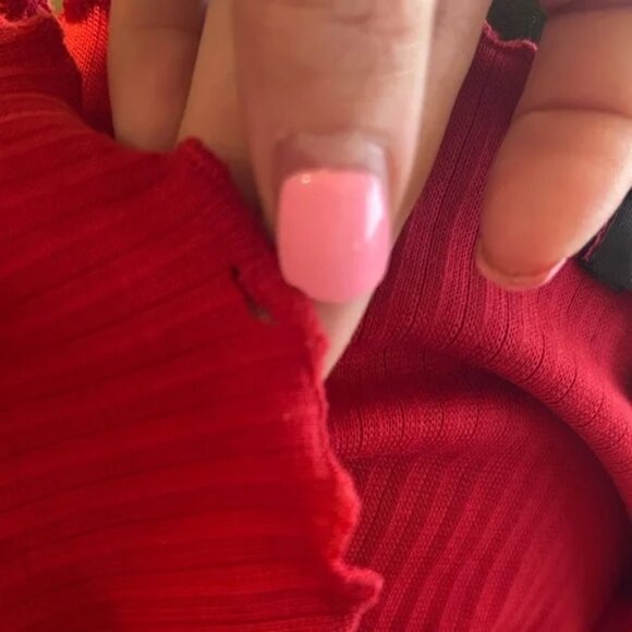 Missguided, size 4, off the shoulder long sleeve crop top. Cherry red - Picture 2 of 9